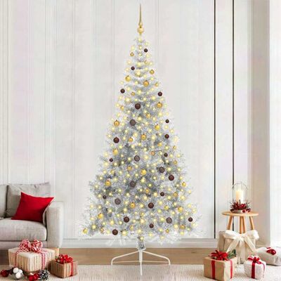 vidaXL Künstlicher vorbeleuchteter Weihnachtsbaum Silber 240 cm PET vidaXL Künstlicher vorbeleuchteter Weihnachtsbaum Silber 240 cm PET