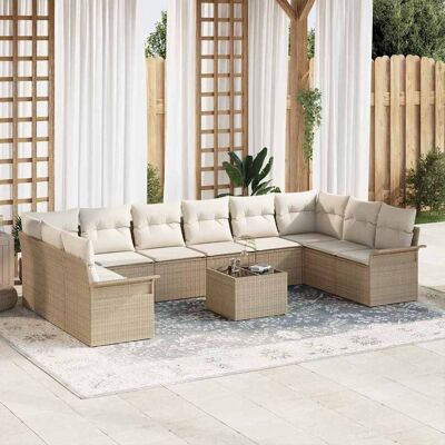 vidaXL Gartensofa-set mit Speicher 11 pcs Braun Poly-Rattan vidaXL Gartensofa-set mit Speicher 11 pcs Braun Poly-Rattan
