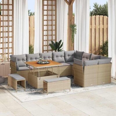 vidaXL Gartensofa-set 12 pcs Beige Poly-Rattan vidaXL Gartensofa-set 12 pcs Beige Poly-Rattan