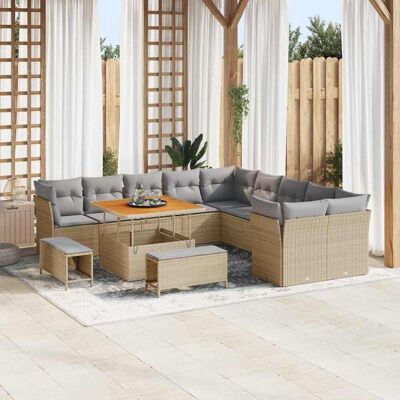 vidaXL Gartensofa-set 13 pcs Beige Poly-Rattan vidaXL Gartensofa-set 13 pcs Beige Poly-Rattan