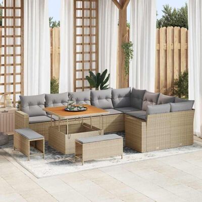 vidaXL Gartensofa-set 12 pcs Beige Poly-Rattan vidaXL Gartensofa-set 12 pcs Beige Poly-Rattan