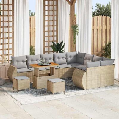 vidaXL Gartensofa-set 12 pcs Beige Poly-Rattan vidaXL Gartensofa-set 12 pcs Beige Poly-Rattan