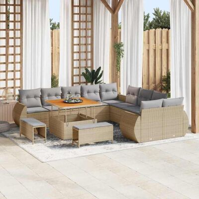vidaXL Gartensofa-set 13 pcs Beige Poly-Rattan vidaXL Gartensofa-set 13 pcs Beige Poly-Rattan
