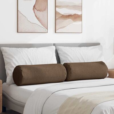 vidaXL Bolsterkissen 2 pcs Braun Ø 25 x 70 cm Stoff vidaXL Bolsterkissen 2 pcs Braun Ø 25 x 70 cm Stoff