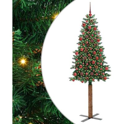 vidaXL Schlanker Weihnachtsbaum mit 300 LEDs mit Ständer Grün 180 cm vidaXL Schlanker Weihnachtsbaum mit 300 LEDs mit Ständer Grün 180 cm