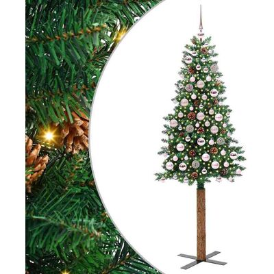 vidaXL Schlanker Weihnachtsbaum mit 300 LEDs mit Ständer Grün 180 cm vidaXL Schlanker Weihnachtsbaum mit 300 LEDs mit Ständer Grün 180 cm