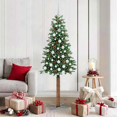 vidaXL Schlanker Weihnachtsbaum mit 300 LEDs mit Ständer Grün 180 cm vidaXL Schlanker Weihnachtsbaum mit 300 LEDs mit Ständer Grün 180 cm