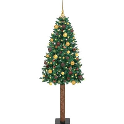 vidaXL Schlanker Weihnachtsbaum mit 300 LEDs mit Ständer Grün 210 cm vidaXL Schlanker Weihnachtsbaum mit 300 LEDs mit Ständer Grün 210 cm