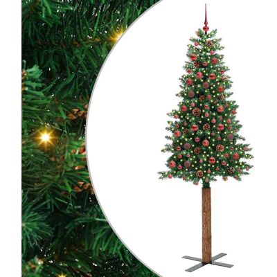 vidaXL Schlanker Weihnachtsbaum mit 300 LEDs mit Ständer Grün 210 cm vidaXL Schlanker Weihnachtsbaum mit 300 LEDs mit Ständer Grün 210 cm