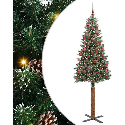 vidaXL Schlanker Weihnachtsbaum mit 300 LEDs mit Ständer Grün 180 cm vidaXL Schlanker Weihnachtsbaum mit 300 LEDs mit Ständer Grün 180 cm