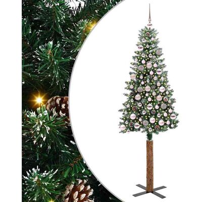 vidaXL Schlanker Weihnachtsbaum mit 300 LEDs mit Ständer Grün 180 cm vidaXL Schlanker Weihnachtsbaum mit 300 LEDs mit Ständer Grün 180 cm