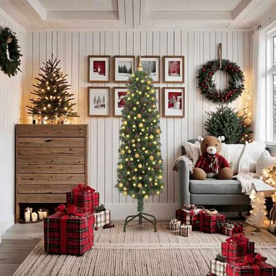 vidaXL Künstlicher Weihnachtsbaum mit 300 LEDs mit Ständer Grün 180 cm vidaXL Künstlicher Weihnachtsbaum mit 300 LEDs mit Ständer Grün 180 cm