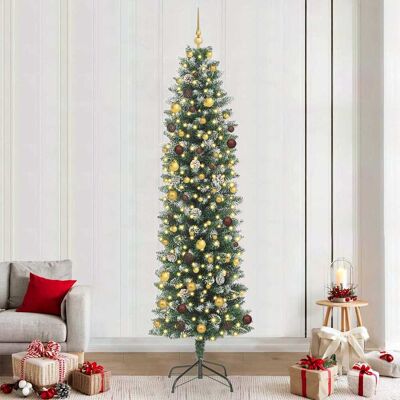 vidaXL Künstlicher schlanker Weihnachtsbaum Grün und Weiß 240 cm vidaXL Künstlicher schlanker Weihnachtsbaum Grün und Weiß 240 cm