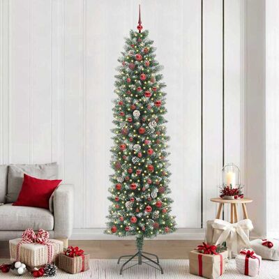 vidaXL Künstlicher schlanker Weihnachtsbaum Grün und Weiß 240 cm vidaXL Künstlicher schlanker Weihnachtsbaum Grün und Weiß 240 cm