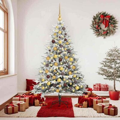 vidaXL Künstlicher vorbeleuchteter Weihnachtsbaum mit Kugelset Grün vidaXL Künstlicher vorbeleuchteter Weihnachtsbaum mit Kugelset Grün