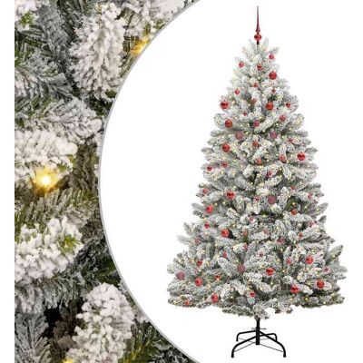 vidaXL Künstlicher Weihnachtsbaum Grün und Weiß 210 cm PVC und Metall vidaXL Künstlicher Weihnachtsbaum Grün und Weiß 210 cm PVC und Metall