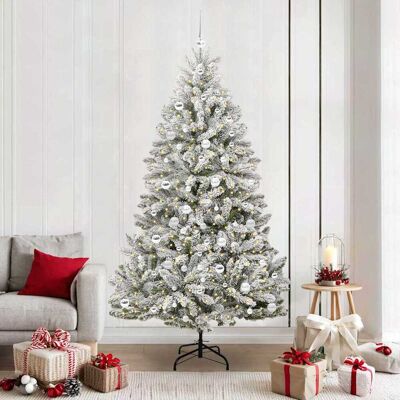 vidaXL Künstlicher Weihnachtsbaum Grün und Weiß 210 cm PVC und Metall vidaXL Künstlicher Weihnachtsbaum Grün und Weiß 210 cm PVC und Metall