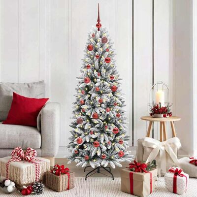 vidaXL Künstlicher Weihnachtsbaum mit 150 LEDs mit Ständer Weiß 150 cm vidaXL Künstlicher Weihnachtsbaum mit 150 LEDs mit Ständer Weiß 150 cm