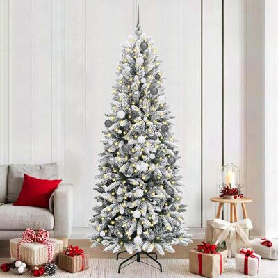 vidaXL Künstlicher Weihnachtsbaum mit 300 LEDs mit Ständer Weiß 210 cm vidaXL Künstlicher Weihnachtsbaum mit 300 LEDs mit Ständer Weiß 210 cm