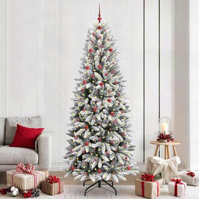 vidaXL Künstlicher Weihnachtsbaum mit 300 LEDs mit Ständer Weiß 240 cm vidaXL Künstlicher Weihnachtsbaum mit 300 LEDs mit Ständer Weiß 240 cm