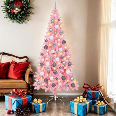 vidaXL Weihnachtsbaum mit 300 LEDs mit Ständer Rosa 180 cm PVC vidaXL Weihnachtsbaum mit 300 LEDs mit Ständer Rosa 180 cm PVC