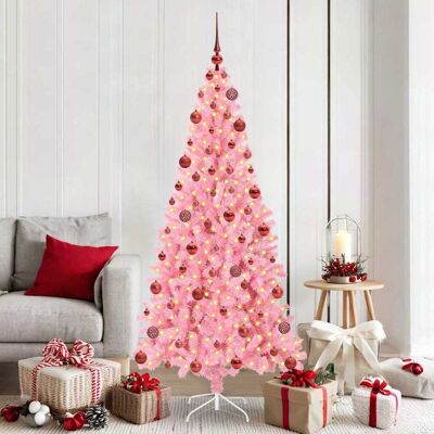 vidaXL Weihnachtsbaum mit 300 LEDs mit Ständer Rosa 180 cm PVC vidaXL Weihnachtsbaum mit 300 LEDs mit Ständer Rosa 180 cm PVC