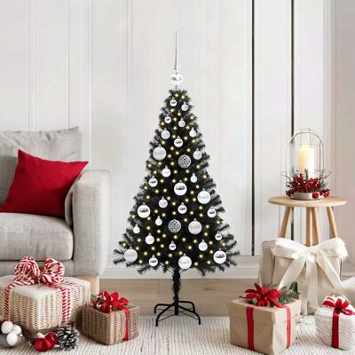 vidaXL Weihnachtsbaum mit 150 LEDs mit Ständer Schwarz 120 cm PVC vidaXL Weihnachtsbaum mit 150 LEDs mit Ständer Schwarz 120 cm PVC