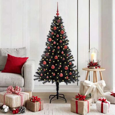 vidaXL Weihnachtsbaum mit 150 LEDs mit Ständer Schwarz 150 cm PVC vidaXL Weihnachtsbaum mit 150 LEDs mit Ständer Schwarz 150 cm PVC
