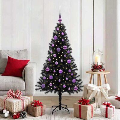 vidaXL Weihnachtsbaum mit 150 LEDs mit Ständer Schwarz 150 cm PVC vidaXL Weihnachtsbaum mit 150 LEDs mit Ständer Schwarz 150 cm PVC