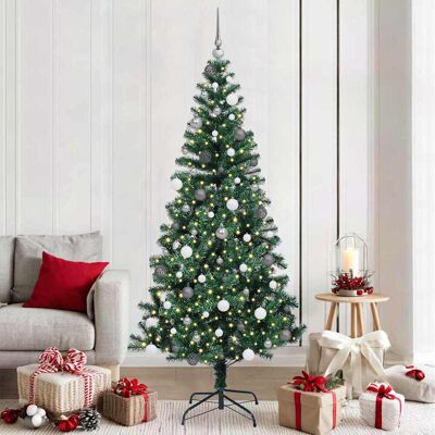 vidaXL Künstlicher vorbeleuchteter Weihnachtsbaum Grün 210 cm vidaXL Künstlicher vorbeleuchteter Weihnachtsbaum Grün 210 cm