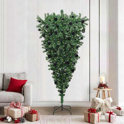 vidaXL Umgedrehter Kunst Weihnachtsbaum mit Kugelset Grün 210 cm PVC vidaXL Umgedrehter Kunst Weihnachtsbaum mit Kugelset Grün 210 cm PVC