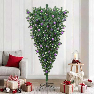 vidaXL Umgedrehter Kunst Weihnachtsbaum mit Kugelset Grün 210 cm PVC vidaXL Umgedrehter Kunst Weihnachtsbaum mit Kugelset Grün 210 cm PVC