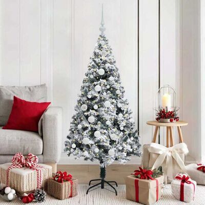vidaXL Künstlicher Weihnachtsbaum mit 150 LEDs mit Ständer Weiß 150 cm vidaXL Künstlicher Weihnachtsbaum mit 150 LEDs mit Ständer Weiß 150 cm