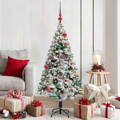vidaXL Künstlicher Weihnachtsbaum mit 150 LEDs mit Ständer Weiß 150 cm vidaXL Künstlicher Weihnachtsbaum mit 150 LEDs mit Ständer Weiß 150 cm