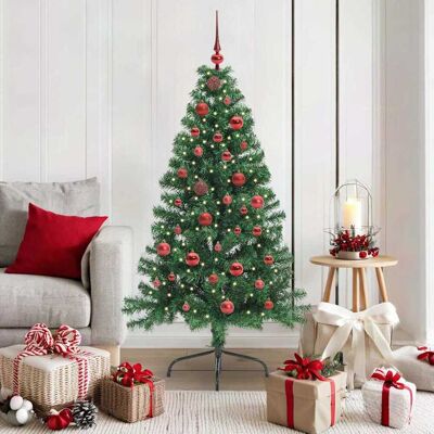 vidaXL Künstlicher vorbeleuchteter Weihnachtsbaum Grün 150 cm PVC vidaXL Künstlicher vorbeleuchteter Weihnachtsbaum Grün 150 cm PVC