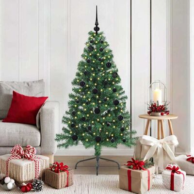 vidaXL Künstlicher vorbeleuchteter Weihnachtsbaum Grün 150 cm PVC vidaXL Künstlicher vorbeleuchteter Weihnachtsbaum Grün 150 cm PVC