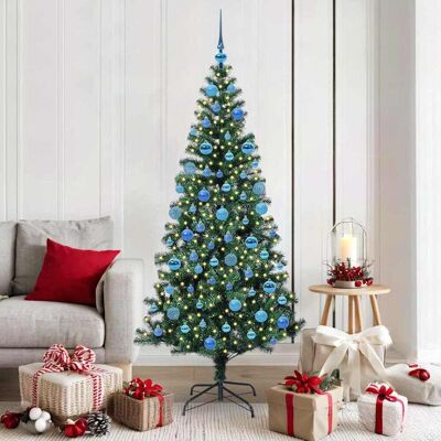 vidaXL Künstlicher vorbeleuchteter Weihnachtsbaum Grün 180 cm PVC vidaXL Künstlicher vorbeleuchteter Weihnachtsbaum Grün 180 cm PVC