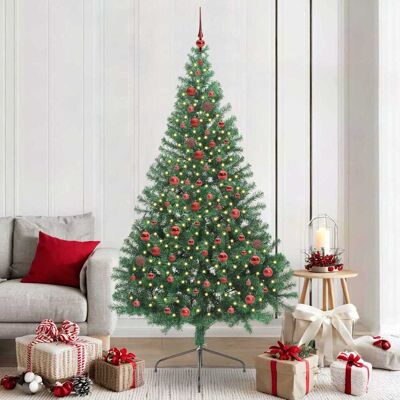 vidaXL Künstlicher vorbeleuchteter Weihnachtsbaum Grün 210 cm PVC vidaXL Künstlicher vorbeleuchteter Weihnachtsbaum Grün 210 cm PVC