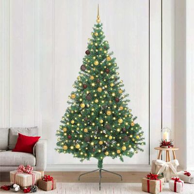 vidaXL Künstlicher vorbeleuchteter Weihnachtsbaum Grün 240 cm PVC vidaXL Künstlicher vorbeleuchteter Weihnachtsbaum Grün 240 cm PVC