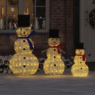 vidaXL Weihnachts-Schneemann Familie 3 pcs Warmes Weiß Stoff vidaXL Weihnachts-Schneemann Familie 3 pcs Warmes Weiß Stoff
