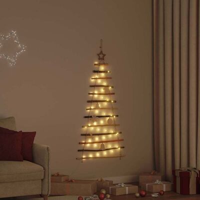 vidaXL Weihnachtsbaum mit 50 LEDs Natur 120 cm Massives Eschenholz vidaXL Weihnachtsbaum mit 50 LEDs Natur 120 cm Massives Eschenholz