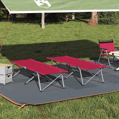 vidaXL Klapp Schlafbett fürs Camping 2 pcs Rot 194 x 62,5 x 42,5 cm vidaXL Klapp Schlafbett fürs Camping 2 pcs Rot 194 x 62,5 x 42,5 cm