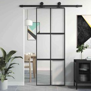 vidaXL Schiebetür Schwarz 76x205 cm Hartglas und Aluminium vidaXL Schiebetür Schwarz 76x205 cm Hartglas und Aluminium