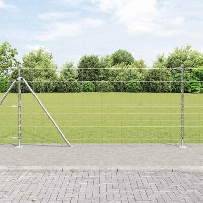 vidaXL Geschweißter Drahtzaun mit Betonfundament 50 x 1,2 m Silber vidaXL Geschweißter Drahtzaun mit Betonfundament 50 x 1,2 m Silber
