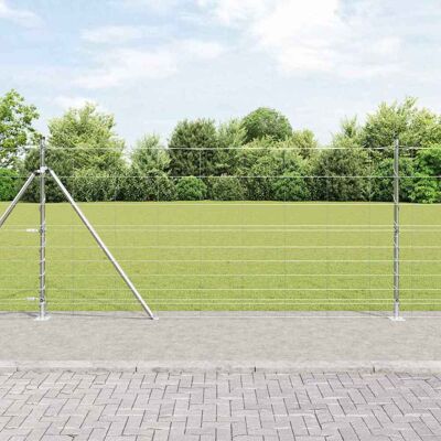 vidaXL Geschweißter Drahtzaun mit Betonfundament 50 x 1,2 m Silber vidaXL Geschweißter Drahtzaun mit Betonfundament 50 x 1,2 m Silber