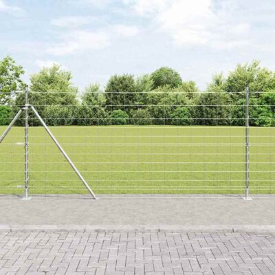 vidaXL Geschweißter Drahtzaun mit Betonfundament 50 x 1,2 m Silber vidaXL Geschweißter Drahtzaun mit Betonfundament 50 x 1,2 m Silber