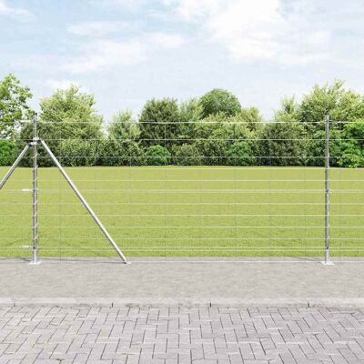 vidaXL Geschweißter Drahtzaun mit Betonfundament 50 x 1,2 m Silber vidaXL Geschweißter Drahtzaun mit Betonfundament 50 x 1,2 m Silber
