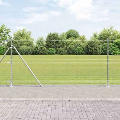 vidaXL Geschweißter Drahtzaun mit Betonfundament 50 x 1,2 m Silber vidaXL Geschweißter Drahtzaun mit Betonfundament 50 x 1,2 m Silber