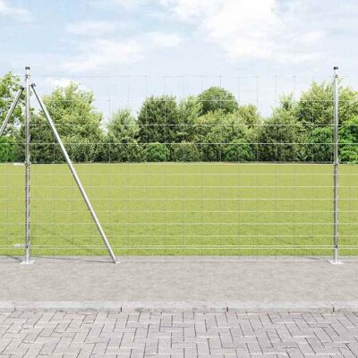 vidaXL Geschweißter Drahtzaun mit Betonfundament 50 x 1,5 m Silber vidaXL Geschweißter Drahtzaun mit Betonfundament 50 x 1,5 m Silber