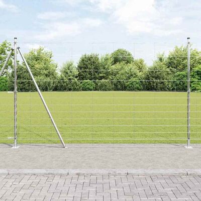 vidaXL Geschweißter Drahtzaun mit Betonfundament 50 x 1,5 m Silber vidaXL Geschweißter Drahtzaun mit Betonfundament 50 x 1,5 m Silber